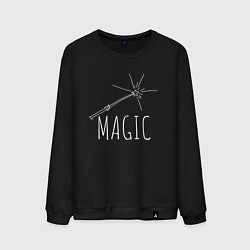 Свитшот хлопковый мужской Magic надпись и волшебная палка, цвет: черный