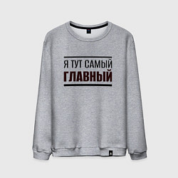 Свитшот хлопковый мужской Я тут самый главный жирная надпись, цвет: меланж