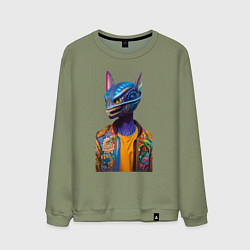 Свитшот хлопковый мужской Alien - neural network - fantasy, цвет: авокадо