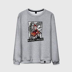 Свитшот хлопковый мужской Куруми Токисаки на фоне манги, цвет: меланж