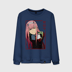 Свитшот хлопковый мужской Zero Two anime girl, цвет: тёмно-синий