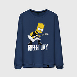 Свитшот хлопковый мужской Green Day Барт Симпсон рокер, цвет: тёмно-синий