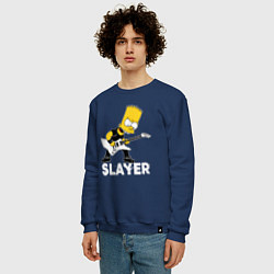 Свитшот хлопковый мужской Slayer Барт Симпсон рокер, цвет: тёмно-синий — фото 2