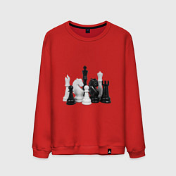 Свитшот хлопковый мужской Фигуры шахматиста, цвет: красный