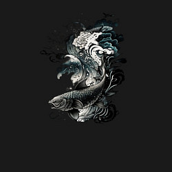 Свитшот хлопковый мужской Тату рыбы, цвет: черный — фото 2