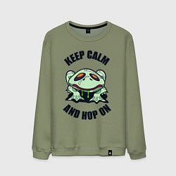 Свитшот хлопковый мужской Keep calm and hop on, цвет: авокадо