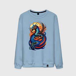 Свитшот хлопковый мужской Japanese dragon - irezumi, цвет: мягкое небо