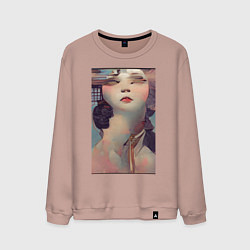 Свитшот хлопковый мужской Психоделическая леди, цвет: пыльно-розовый