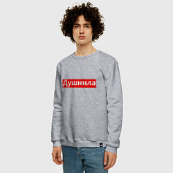 Свитшот хлопковый мужской Я душнила - красный, цвет: меланж — фото 2