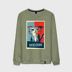 Свитшот хлопковый мужской Meow obey, цвет: авокадо