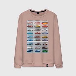Свитшот хлопковый мужской Hot Wheels - collection Автомобили на полке, цвет: пыльно-розовый