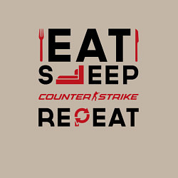 Свитшот хлопковый мужской Надпись: eat sleep Counter Strike 2 repeat, цвет: миндальный — фото 2