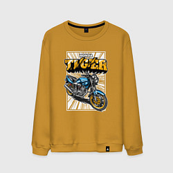Свитшот хлопковый мужской Мотоцикл Honda Tiger, цвет: горчичный