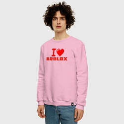 Свитшот хлопковый мужской I love Roblox, цвет: светло-розовый — фото 2