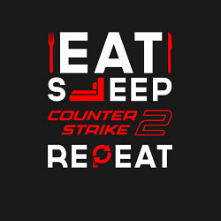 Свитшот хлопковый мужской Надпись eat sleep Counter-Strike 2 repeat, цвет: черный — фото 2