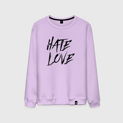 Свитшот хлопковый мужской Hate love Face, цвет: лаванда