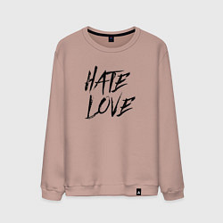 Свитшот хлопковый мужской Hate love Face, цвет: пыльно-розовый