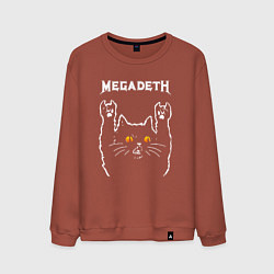 Свитшот хлопковый мужской Megadeth rock cat, цвет: кирпичный