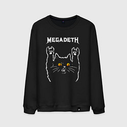 Свитшот хлопковый мужской Megadeth rock cat, цвет: черный