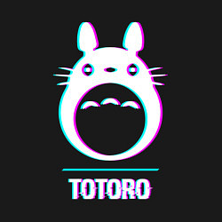 Свитшот хлопковый мужской Символ Totoro в стиле glitch, цвет: черный — фото 2