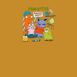 Свитшот хлопковый мужской Вечеринка милых монстров, цвет: горчичный — фото 2