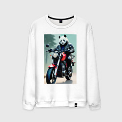 Свитшот хлопковый мужской Panda - cool biker, цвет: белый