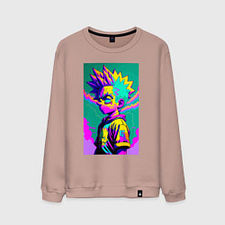 Свитшот хлопковый мужской Bart Simpson - pop art, цвет: пыльно-розовый