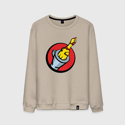 Свитшот хлопковый мужской Chicken gun логотип, цвет: миндальный