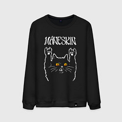Свитшот хлопковый мужской Maneskin rock cat, цвет: черный