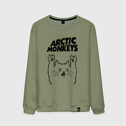 Свитшот хлопковый мужской Arctic Monkeys - rock cat, цвет: авокадо
