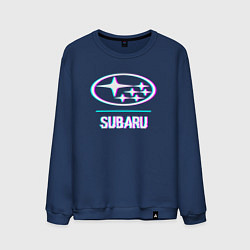Мужской свитшот Значок Subaru в стиле glitch