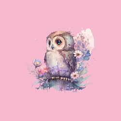 Свитшот хлопковый мужской Акварельная милая сова, цвет: светло-розовый — фото 2