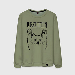 Свитшот хлопковый мужской Led Zeppelin - rock cat, цвет: авокадо