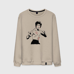 Свитшот хлопковый мужской Брюс Ли в крови, цвет: миндальный