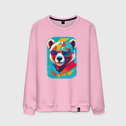 Свитшот хлопковый мужской Pop-Art Panda, цвет: светло-розовый