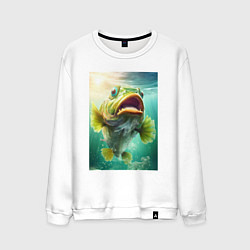 Свитшот хлопковый мужской Большой карп, цвет: белый