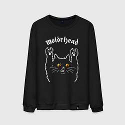 Свитшот хлопковый мужской Motorhead rock cat, цвет: черный
