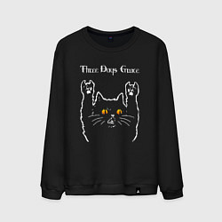 Свитшот хлопковый мужской Three Days Grace rock cat, цвет: черный