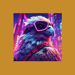 Свитшот хлопковый мужской Сокол в ярких лучах неонового города, цвет: горчичный — фото 2