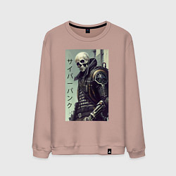 Свитшот хлопковый мужской Cool skeleton - cyberpunk - hieroglyphs, цвет: пыльно-розовый