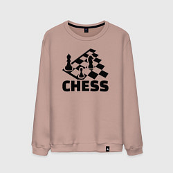 Свитшот хлопковый мужской Chess game, цвет: пыльно-розовый
