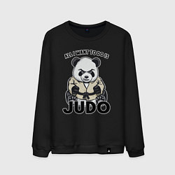 Свитшот хлопковый мужской Дзюдо панда, цвет: черный