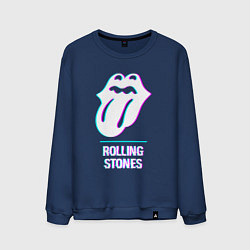 Свитшот хлопковый мужской Rolling Stones glitch rock, цвет: тёмно-синий