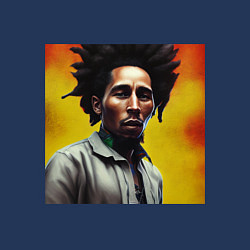 Свитшот хлопковый мужской Граффити Арт в оранжевых тонах Боб Марли, цвет: тёмно-синий — фото 2