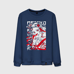 Свитшот хлопковый мужской Незуко комадо - клинок, цвет: тёмно-синий