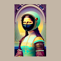 Свитшот хлопковый мужской Мона Лиза наших дней - нейросеть, цвет: миндальный — фото 2