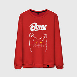 Свитшот хлопковый мужской David Bowie rock cat, цвет: красный