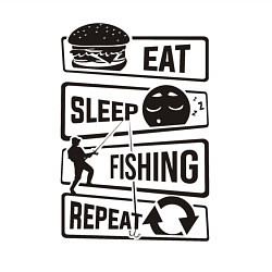 Свитшот хлопковый мужской Eat sleep fishing repeat, цвет: белый — фото 2