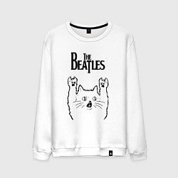 Свитшот хлопковый мужской The Beatles - rock cat, цвет: белый