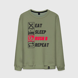 Свитшот хлопковый мужской Eat sleep rush b repeat, цвет: авокадо